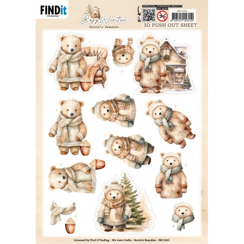 Carte 3D prédéc. - SB11061 - Hiver cozy - Ourson