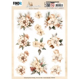 Carte 3D prédéc. - SB11063 - Hiver cozy - Fleurs blanches