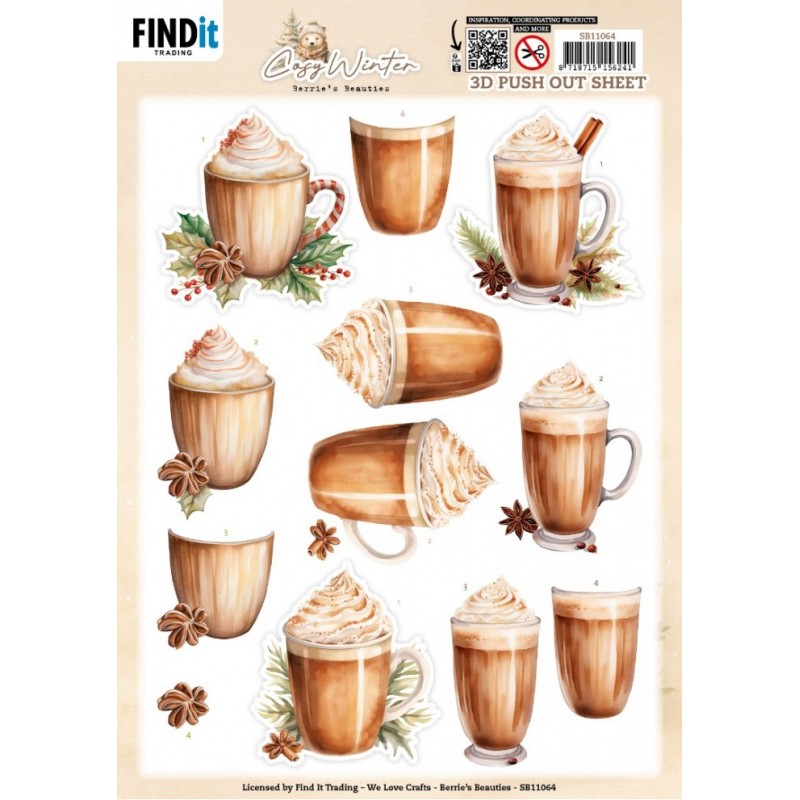Carte 3D prédéc. - SB11064 - Hiver cozy - Chocolat chaud