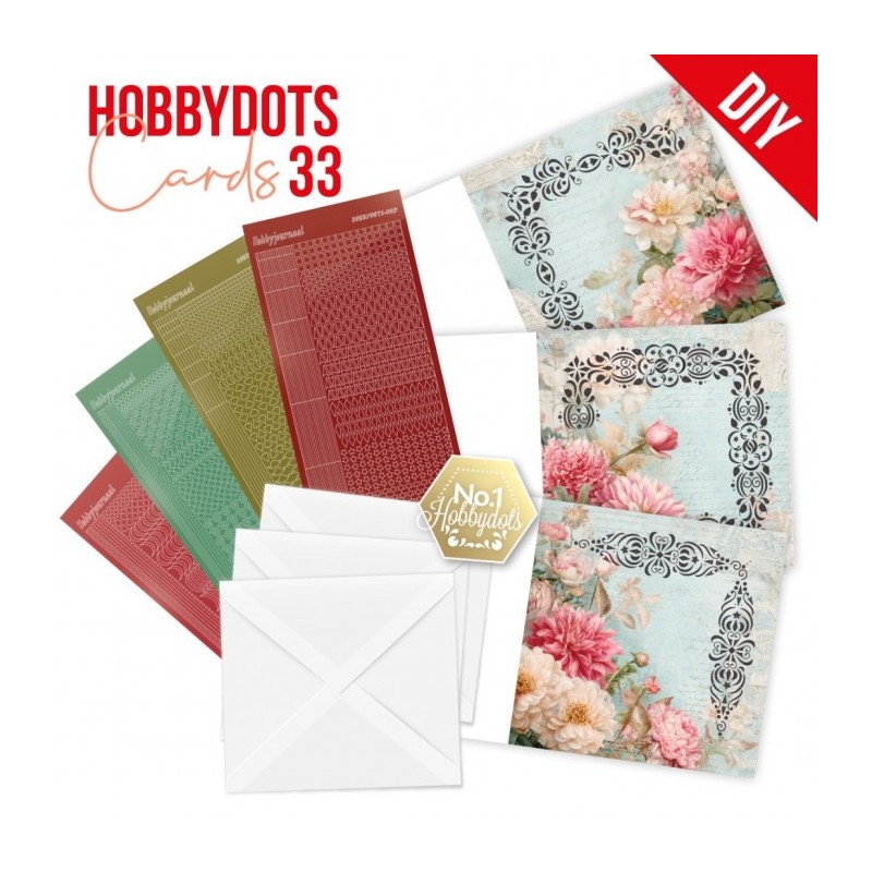Kit cartes imprimées Hobbydots N°33 - Fleurs roses