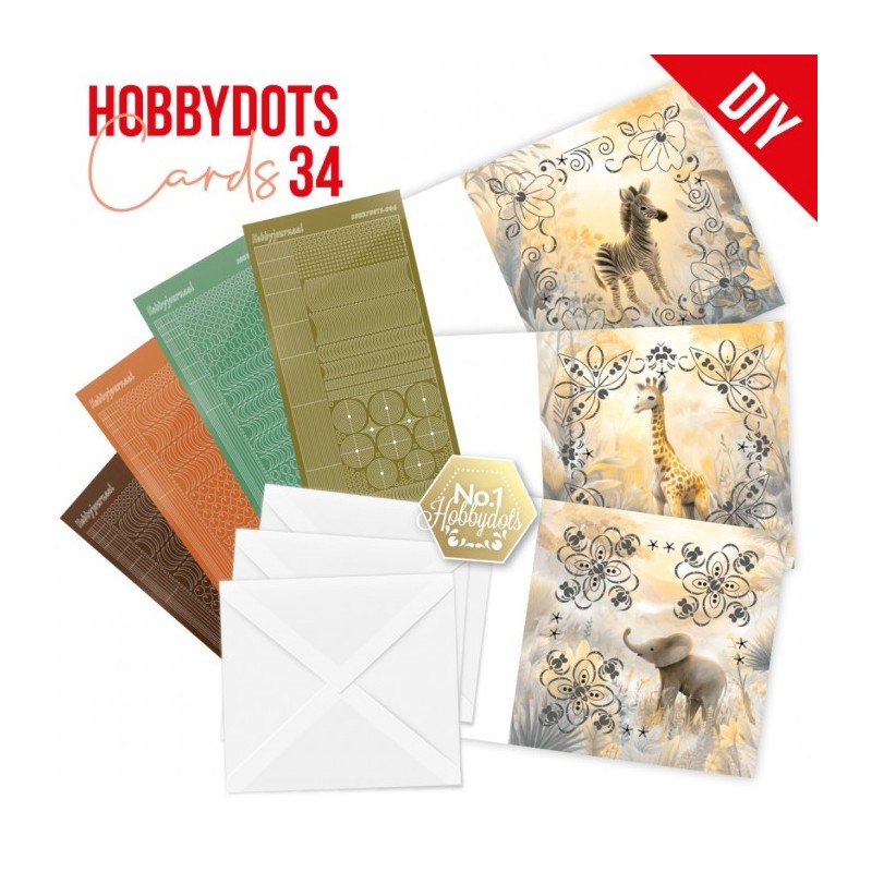 Kit cartes imprimées Hobbydots N°34 - Bébés animaux sauvages