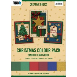 Pack Papiers A4 couleurs Noël 12 feuilles 6 couleurs