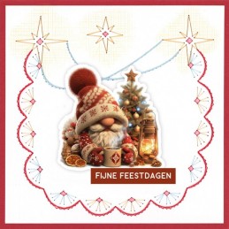 Feuille Stitch and Do à découper - Gnomes à Noël rouge