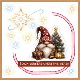 Feuille Stitch and Do à découper - Gnomes à Noël Bordeaux
