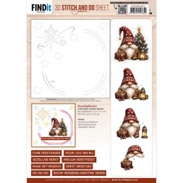 Feuille Stitch and Do à découper - Gnomes à Noël Bordeaux