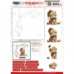 Feuille Stitch and Do à découper - Chaton à Noël