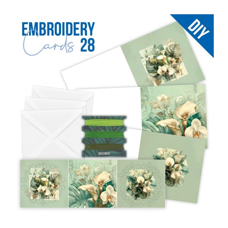 Kit de 3 Cartes à broder imprimées  - STDOPP028 - Arum et Orchidée