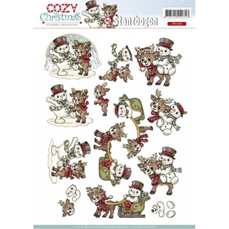 Carte 3D prédéc. - Noël - SB10058 - bonhommes de neige