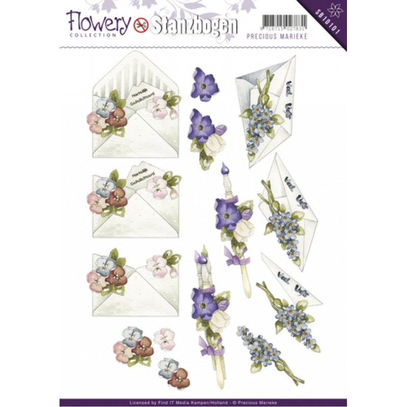 Carte 3D prédéc. - SB10101 -  lettre fleurie