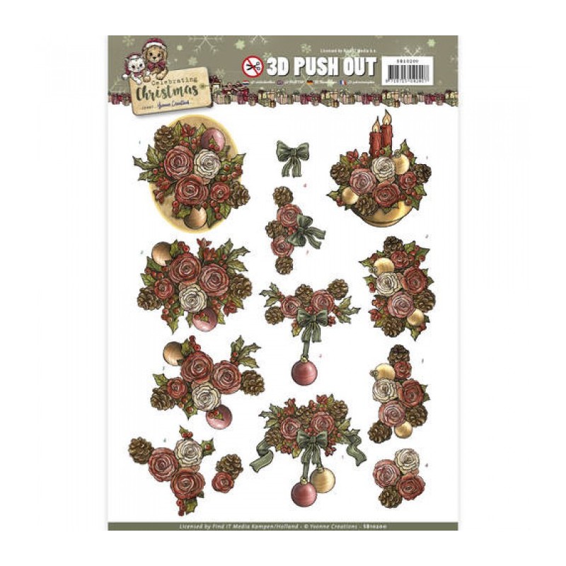Carte 3D prédéc. - SB10200 - fleurs de noël