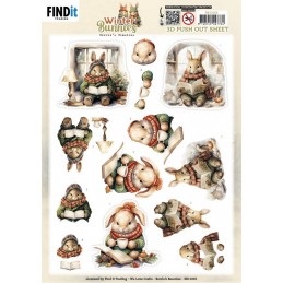 Carte 3D prédéc. - SB11065 - Lapins en hiver - Lecture