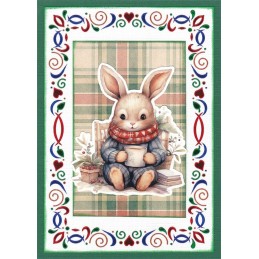 Carte 3D prédéc. - SB11067 - Lapins en hiver - Thé ou Café