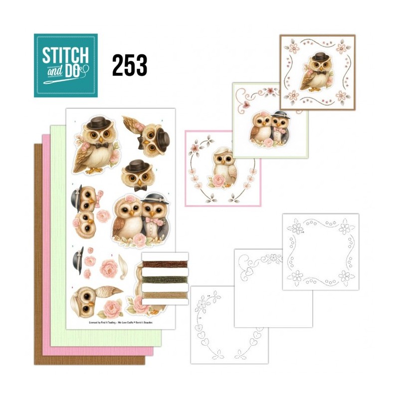 Stitch and do 253 - kit Carte 3D broderie - Chouette élégantes