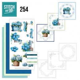 Stitch and do 254 - kit Carte 3D broderie - Hortensias bleus
