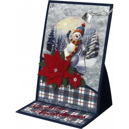 Carte Scène prédéc. - BBSC10126 - Bonhommes de neige à skis - rondes et carrées