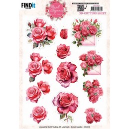 Carte 3D à découper - CD12418 - Fleurs élégantes - Roses