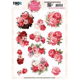 Carte 3D à découper - CD12419 - Fleurs élégantes - Pivoines