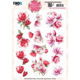 Carte 3D à découper - CD12421 - Fleurs élégantes - Magnolia