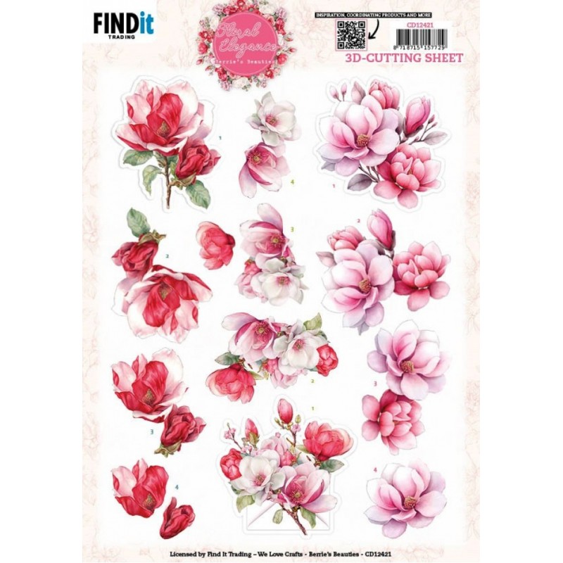 Carte 3D à découper - CD12421 - Fleurs élégantes - Magnolia