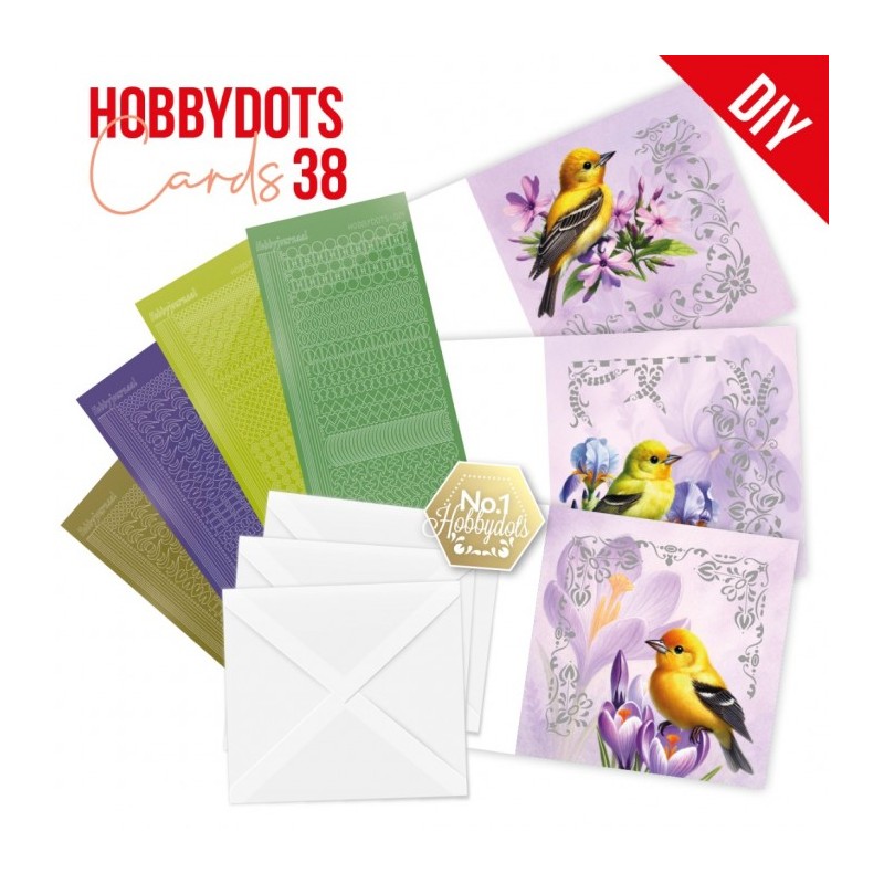 Kit cartes imprimées Hobbydots N°38 - Oiseaux au printemps