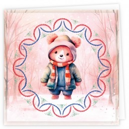 Kit de 3 Cartes à broder imprimées  - STDOPP024 - Petit ours brun