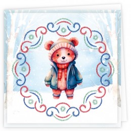 Kit de 3 Cartes à broder imprimées  - STDOPP024 - Petit ours brun
