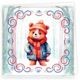 Kit de 3 Cartes à broder imprimées  - STDOPP024 - Petit ours brun