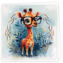 Kit de 3 Cartes à broder imprimées  - STDOPP030 - Girafes trop mimi