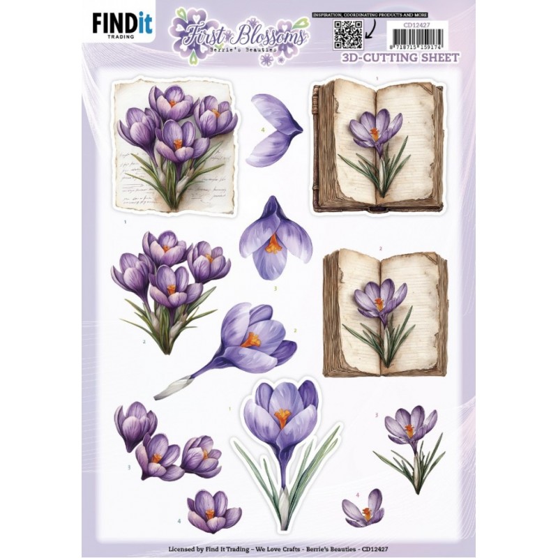 Carte 3D à découper - CD12427 - Premières fleurs - Crocus et colibri