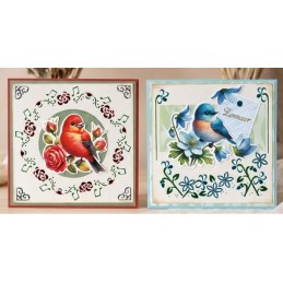 Carte 3D à découper - CD12436 - Fleurs et Oiseaux - Rouge