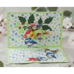 Carte 3D à découper - CD12438 - Fleurs et Oiseaux - Brun