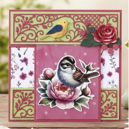 Carte 3D à découper - CD12438 - Fleurs et Oiseaux - Brun