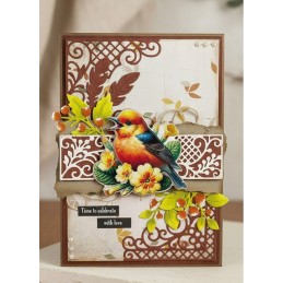 Carte 3D à découper - CD12439 - Fleurs et Oiseaux - Jaune