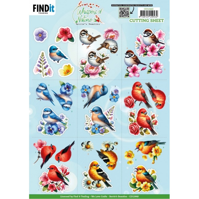 Carte 3D à découper - CD12440 - Fleurs et Oiseaux - Mini images