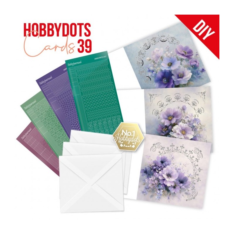 Kit cartes imprimées Hobbydots N°39 - Fleurs mauves