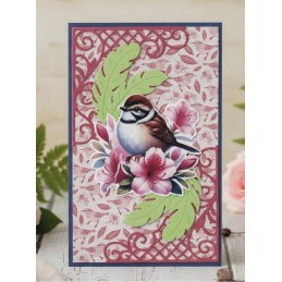 Carte 3D prédéc. - SB11092 - Fleurs et oiseaux - Brun