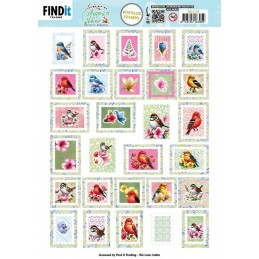 Carte 3D prédéc. - SB11118 - Fleurs et oiseaux - Timbres