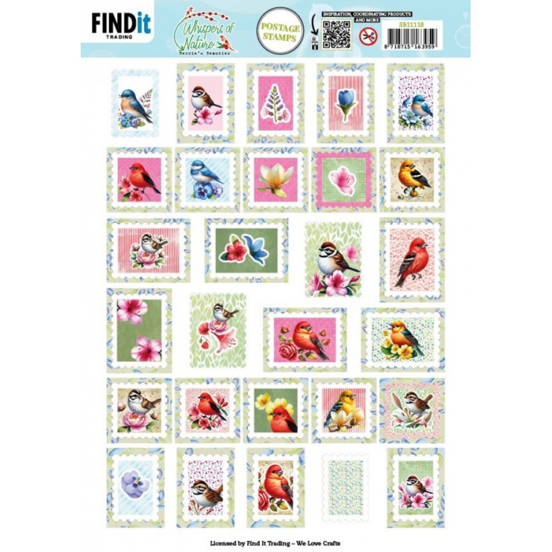 Carte 3D prédéc. - SB11118 - Fleurs et oiseaux - Timbres