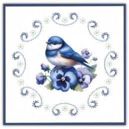Stitch and do 256 - kit Carte 3D broderie - Oiseaux bleus