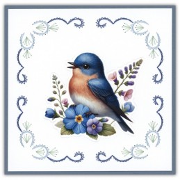 Stitch and do 256 - kit Carte 3D broderie - Oiseaux bleus