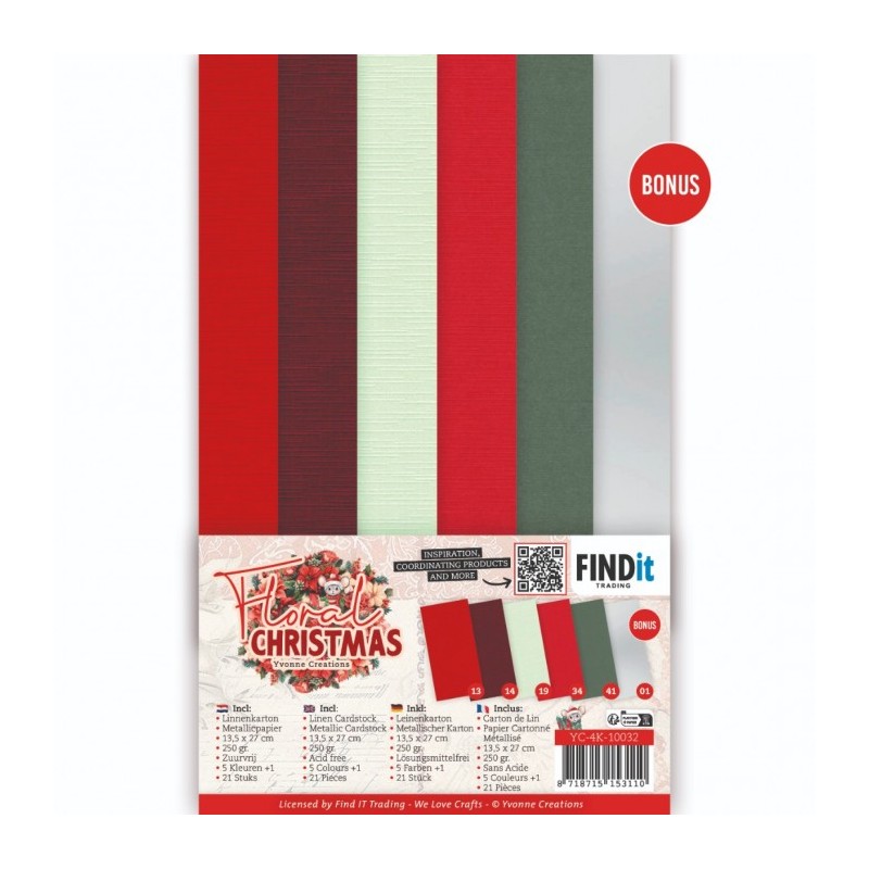Set 21 cartes 13.5x27cm - Noël Floral - YC4K10032