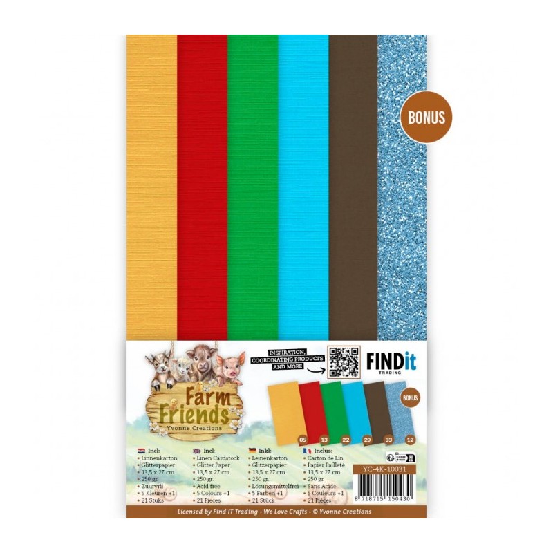 Set 21 cartes 13.5x27cm - Amis de la ferme - YC4K10031