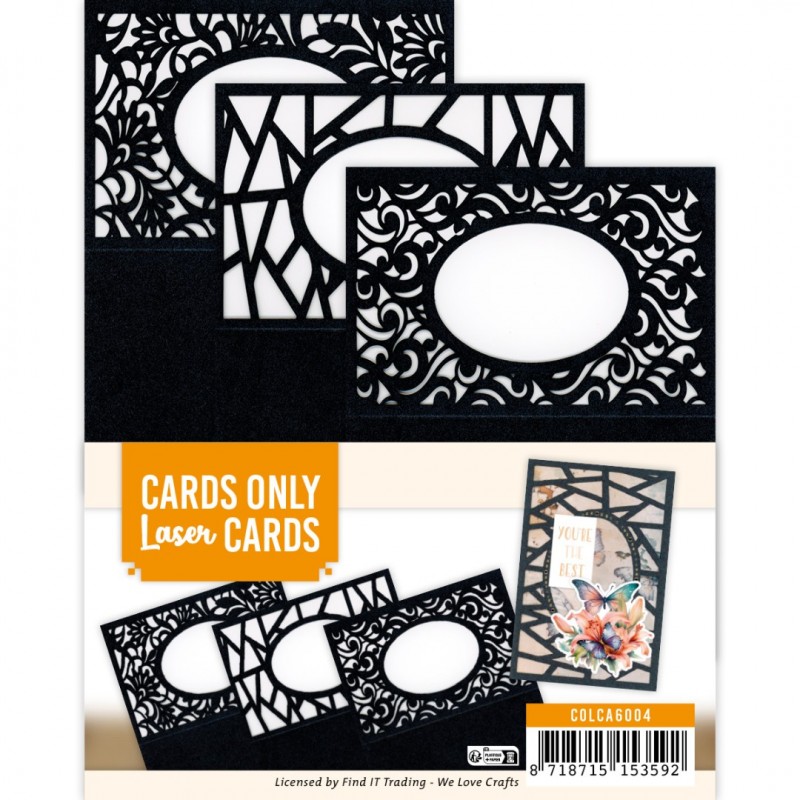 Cartes 3D Laser seules A6 - 4 cartes 10 x 15 cm - noires