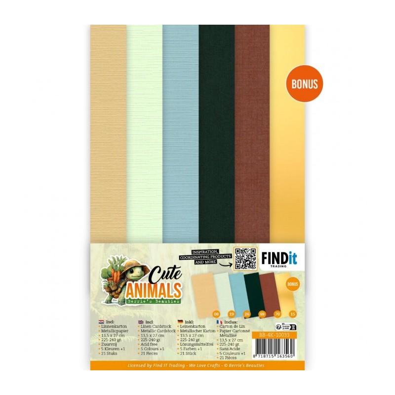 Set 21 cartes 13.5x27cm - Animaux mignons - BB-4K-10033