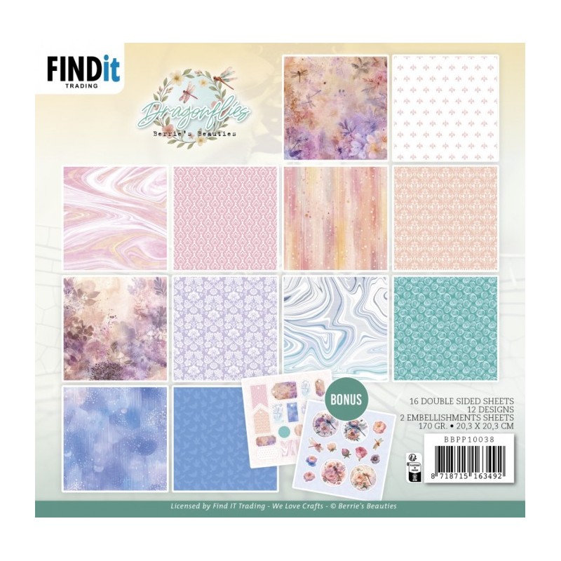 Bloc de papier - Libellules - Papiers design 20.3x20.3 - BBPP10038