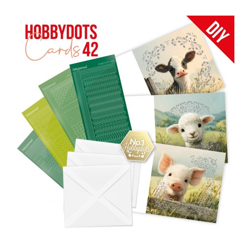 Kit cartes imprimées Hobbydots N°42 - Jeunes animaux de la ferme