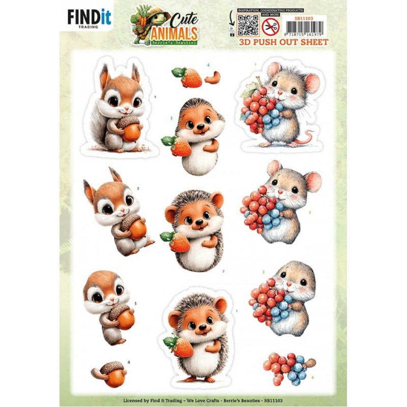 Carte 3D prédéc. - SB11103 - Animaux mignons - Amis de la forêt