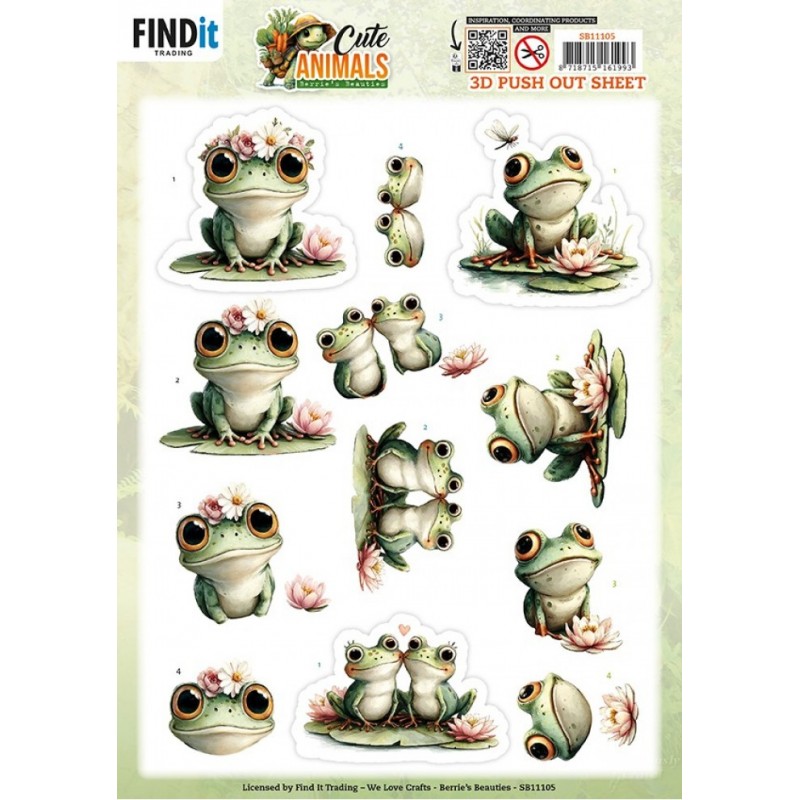Carte 3D prédéc. - SB11105 - Animaux mignons - Grenouilles