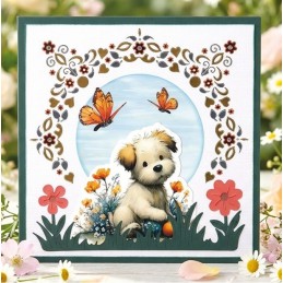 Carte 3D prédéc. - SB11106 - Animaux mignons - Chat chien lapin