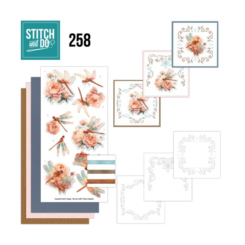 Stitch and do 258 - kit Carte 3D broderie - Libellules